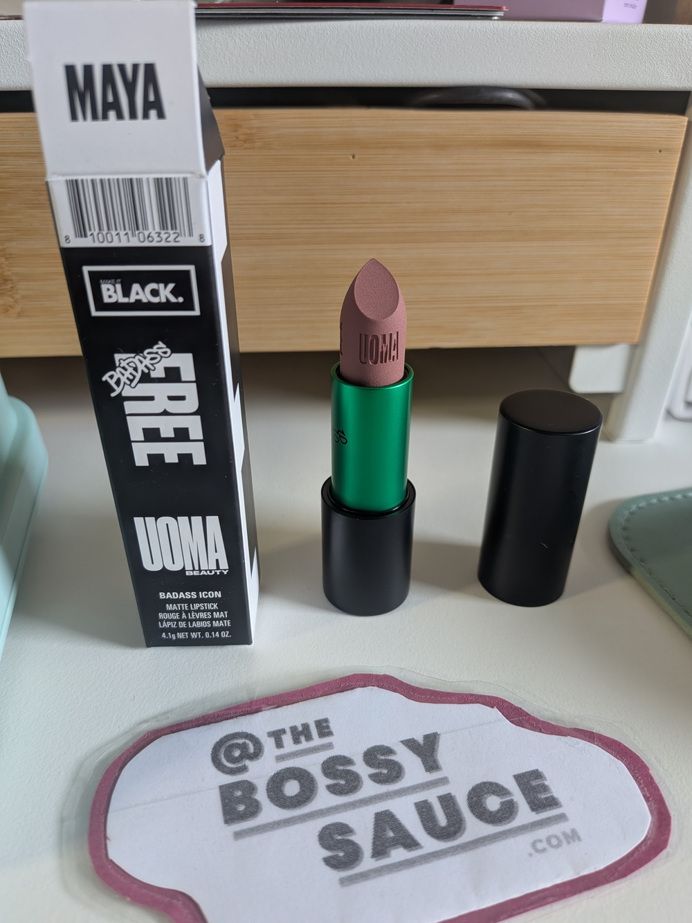 🌸 UOMA Beauty Badass Icon Matte Lipstick in Maya (Nude Blush Pink) NWT